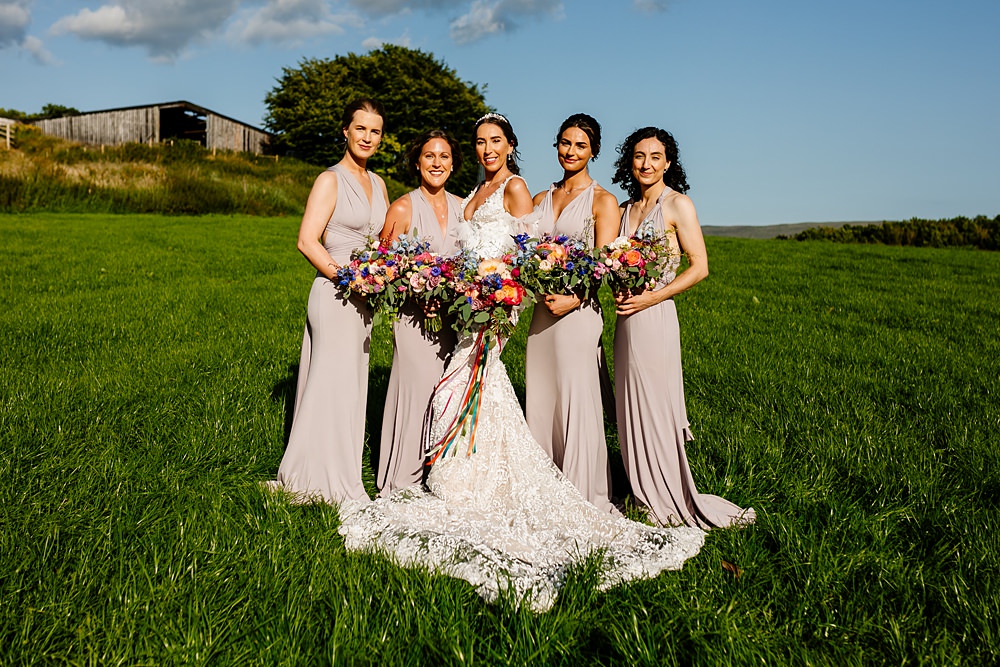 Bridesmaids Taupe Dresses Lancashire Barn Wedding Beth Alderson Photography