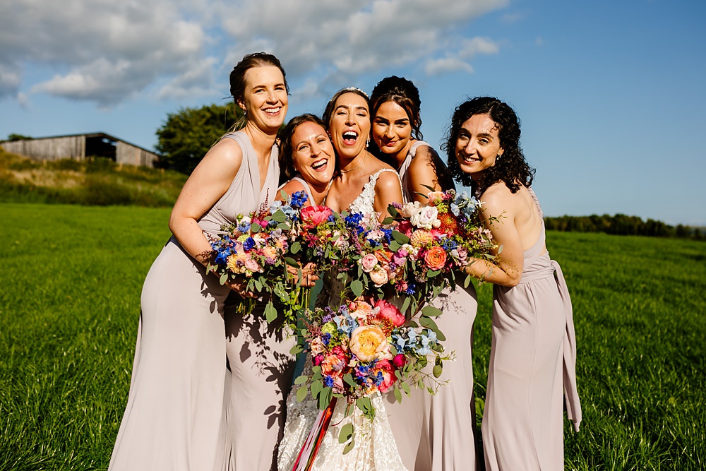 Bridesmaids Taupe Dresses Lancashire Barn Wedding Beth Alderson Photography
