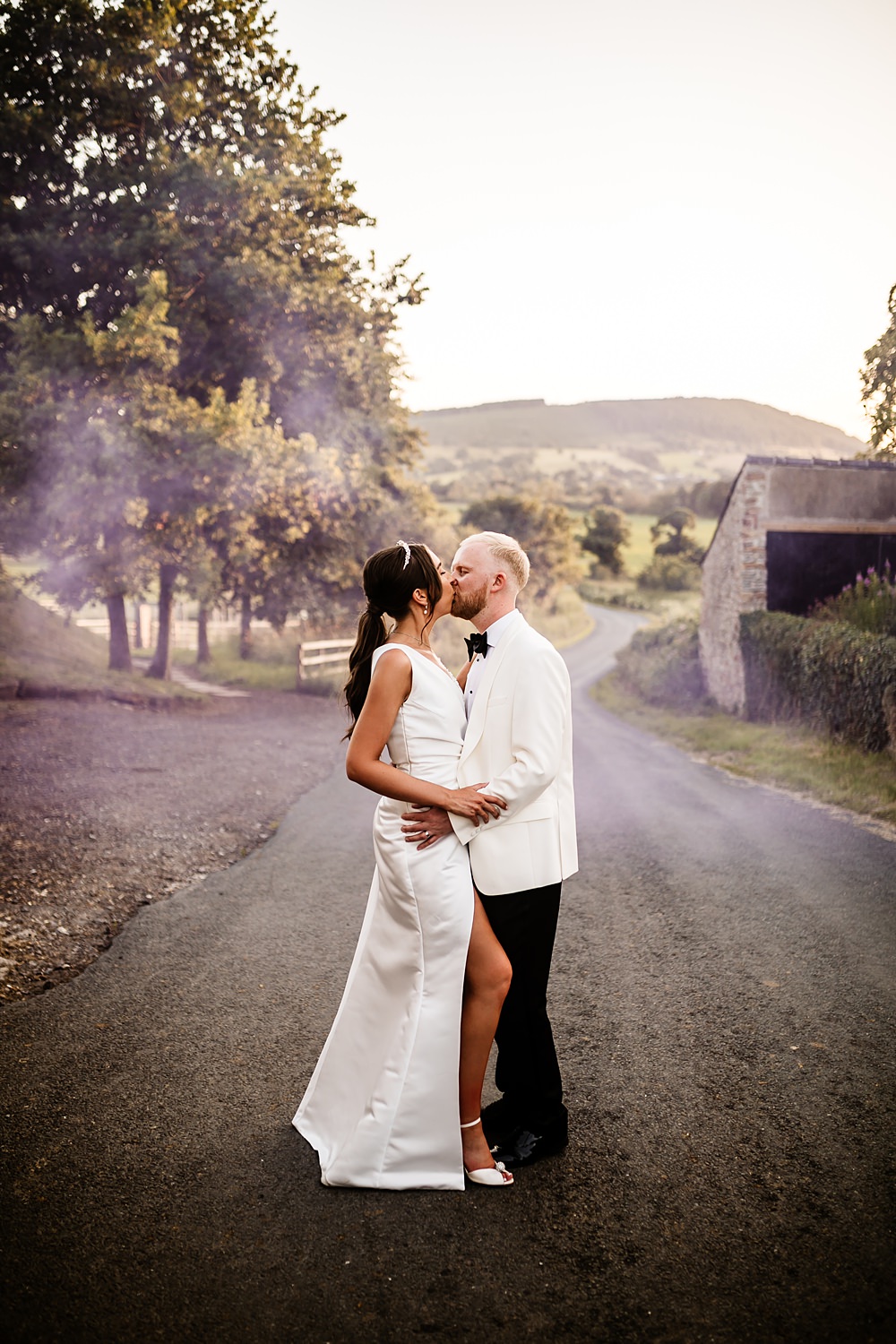 Evening Outfits Dress Suit Bride Groom Lancashire Barn Wedding Beth Alderson Photography