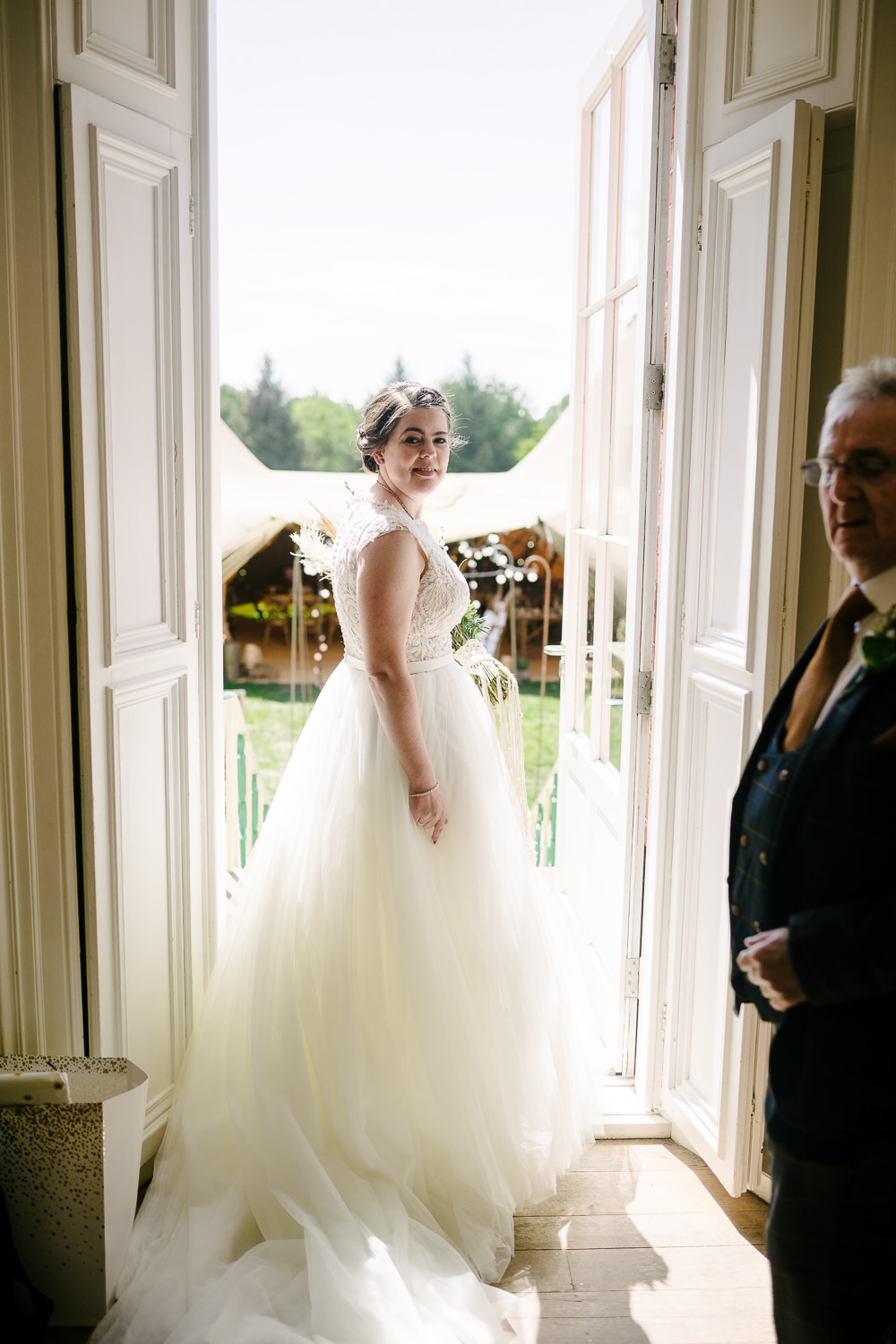 Dress Gown Bride Bridal Tulle Skirt Lincolnshire Woodland Wedding Aden Priest Photography