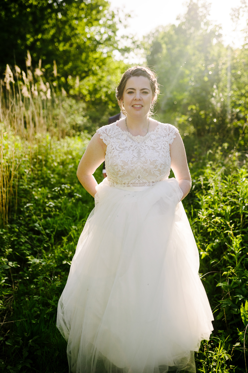 Dress Gown Bride Bridal Tulle Skirt Lincolnshire Woodland Wedding Aden Priest Photography