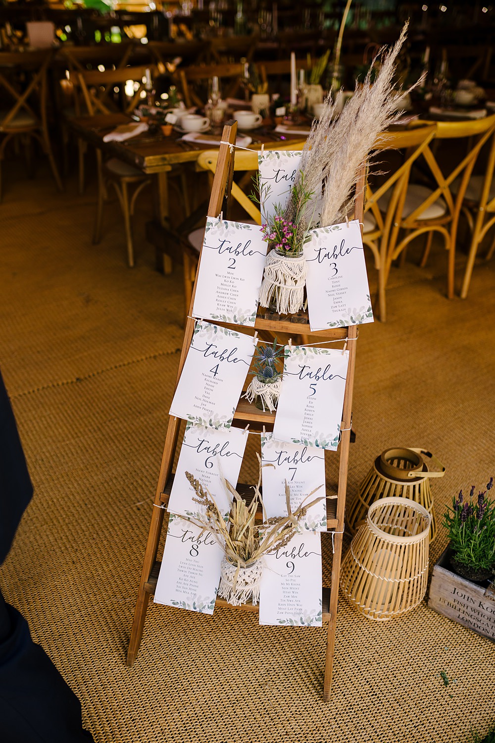 Table Plan Macrame Pampas Grass Lincolnshire Woodland Wedding Aden Priest Photography