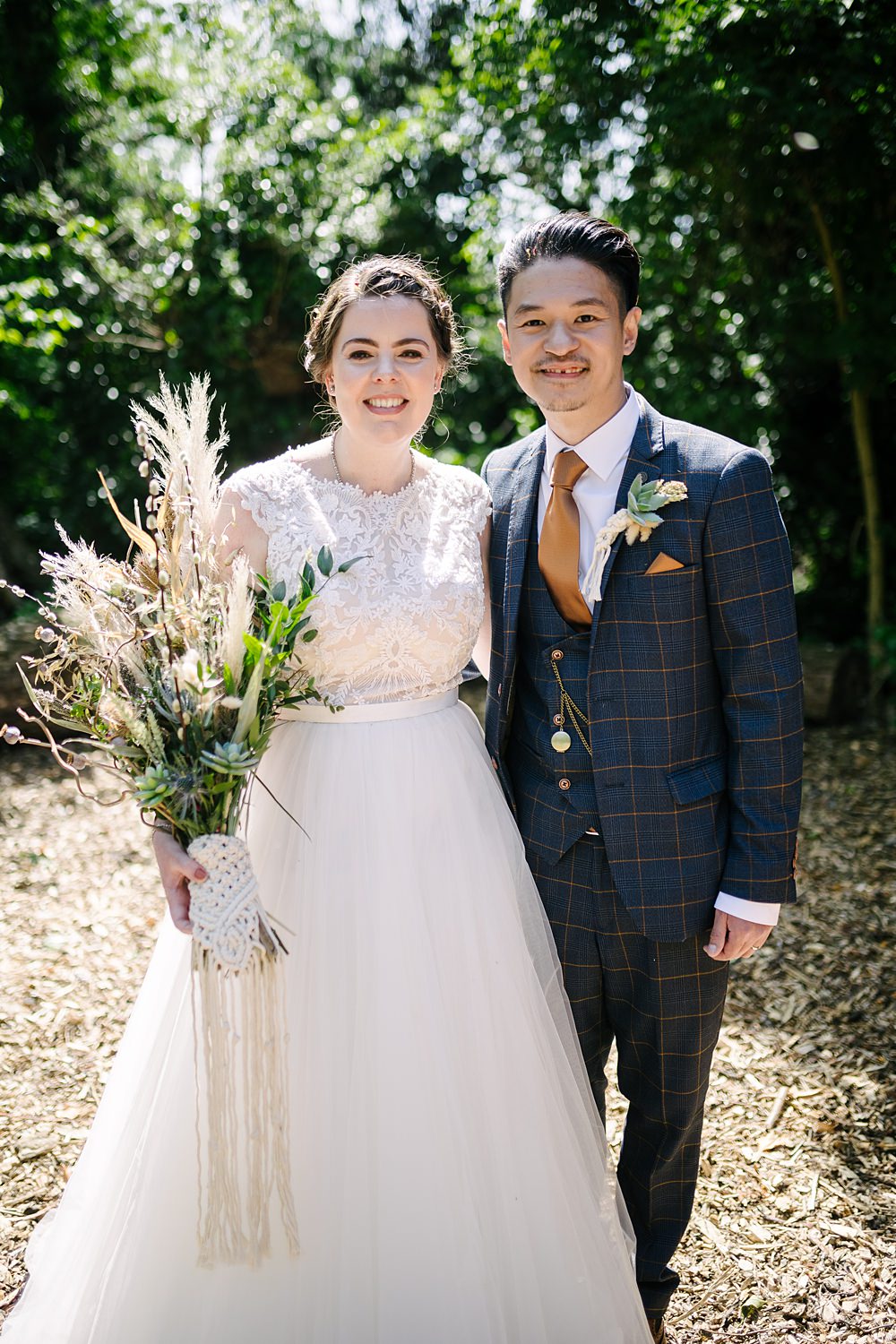 Bride Bouquet Macrame Pampas Grass Dried Flowers Lincolnshire Woodland Wedding Aden Priest Photography