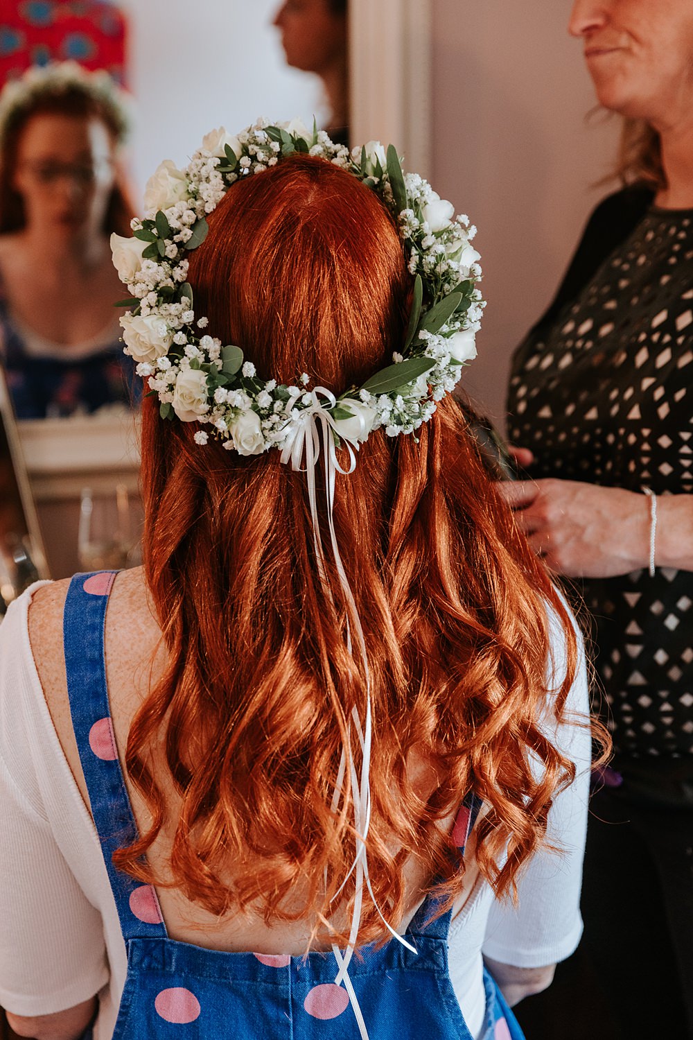 Low Hall The Lakes Wedding Maddie Farris Photography Bride Bridal Flower Crown Wavy Hair Down