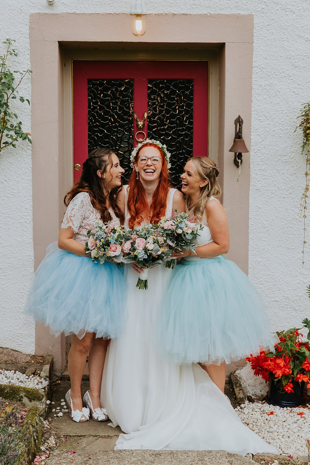 Bridedmaids Blue Tutus Skirts Low Hall The Lakes Wedding Maddie Farris Photography