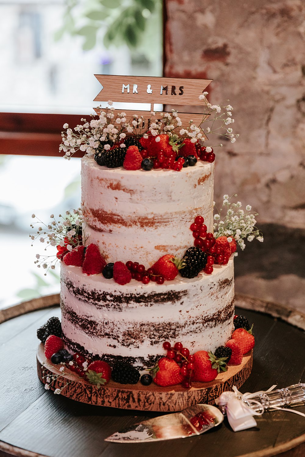 Semi Naked Cake Berries Low Hall The Lakes Wedding Maddie Farris Photography