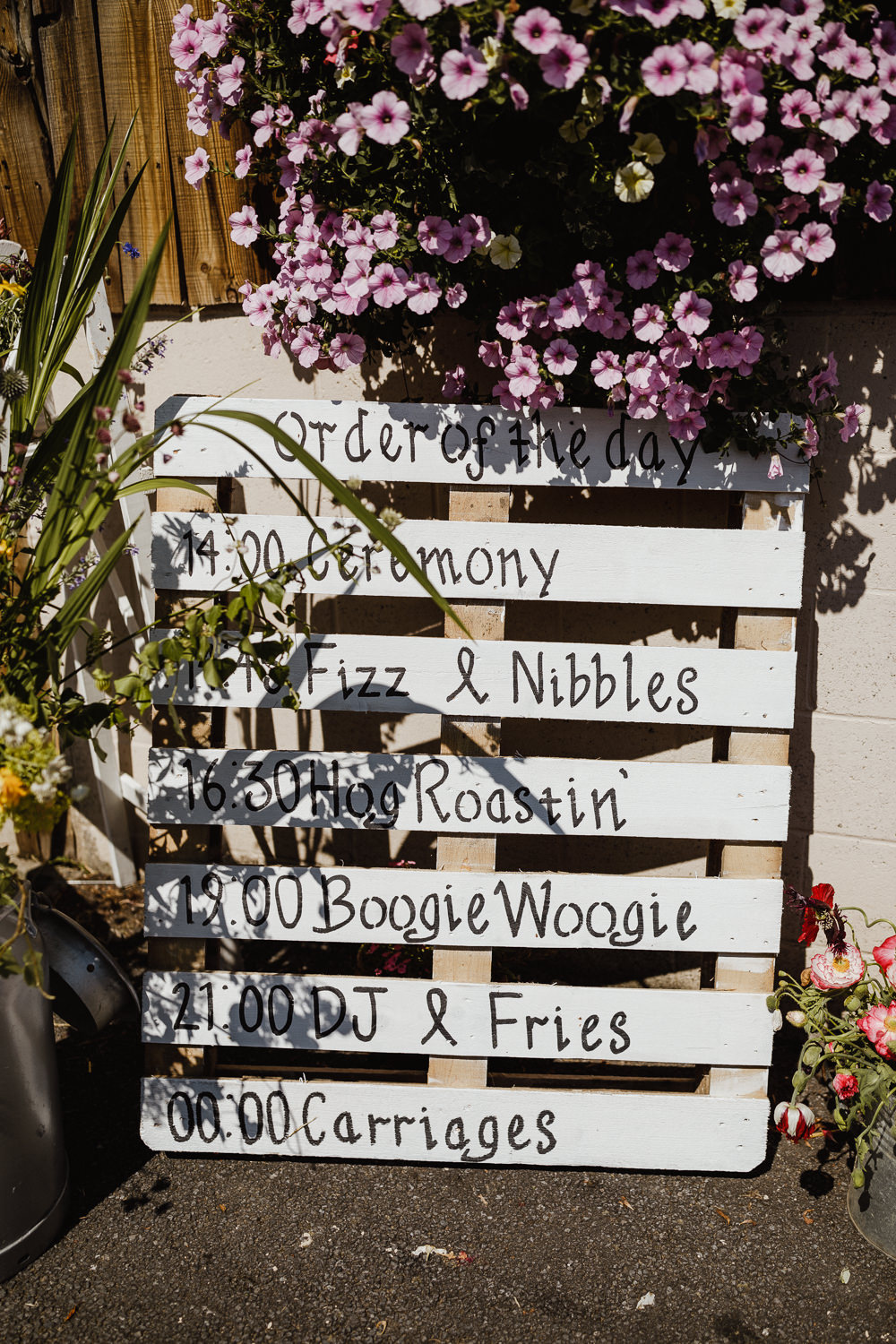Wooden Pallet Table Plan Painted Sign North Yorkshire Barn Wedding Photography34
