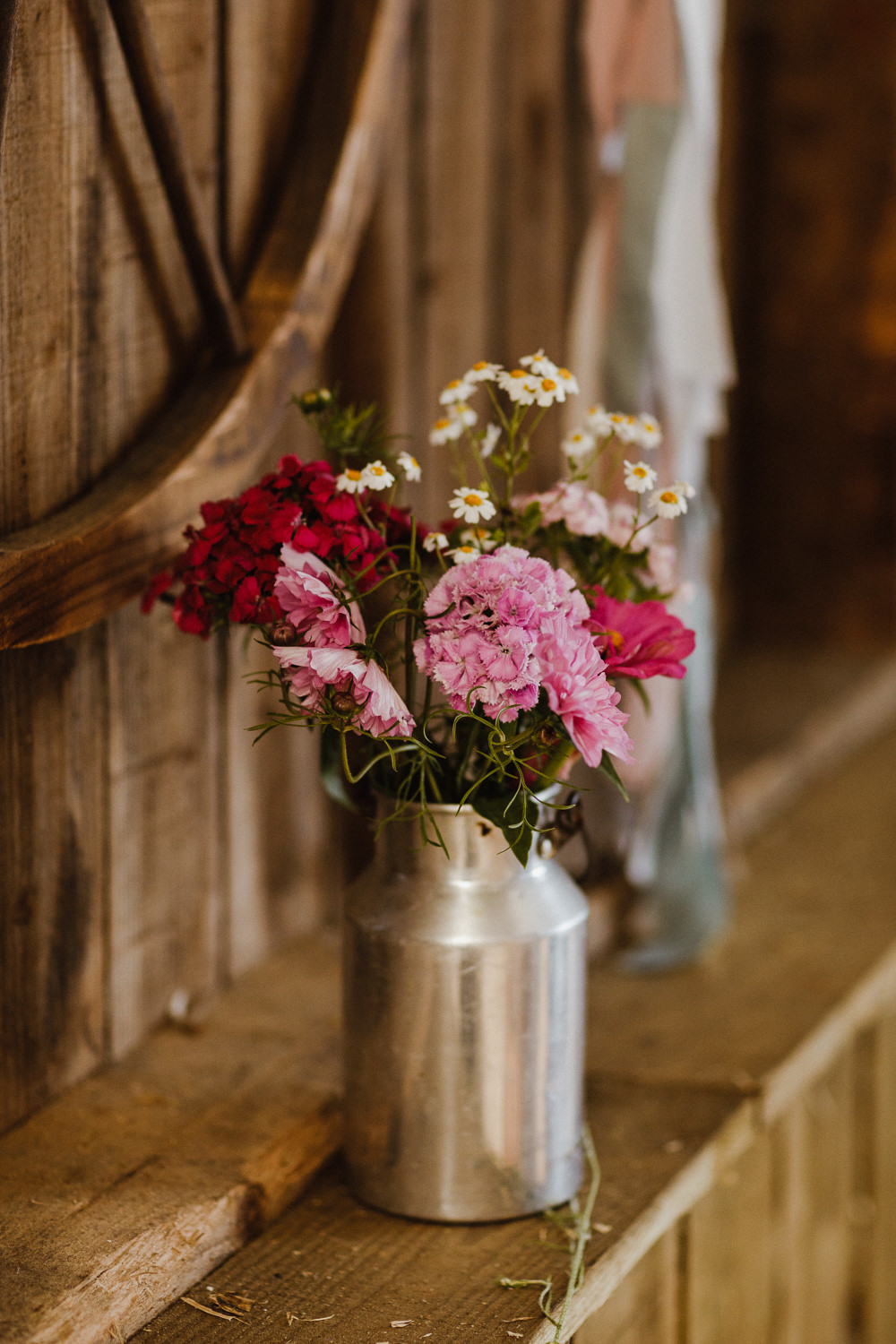 Milk Churn Flowers North Yorkshire Barn Wedding Photography34