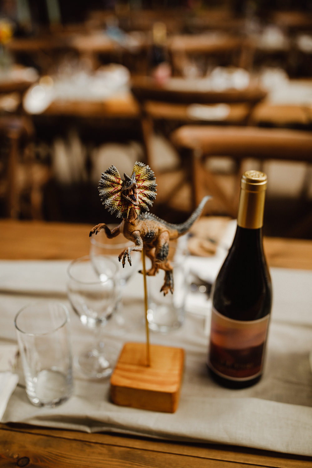 Dinosaur Centrepiece North Yorkshire Barn Wedding Photography34