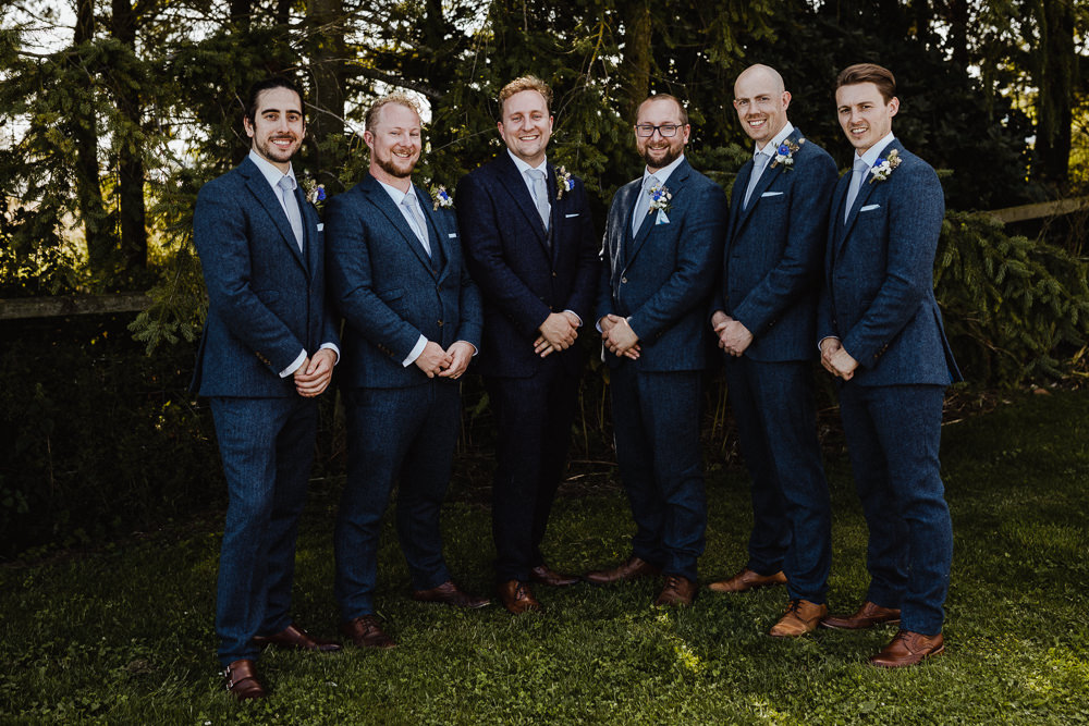 Groom Groomsmen Navy Suits North Yorkshire Barn Wedding Photography34