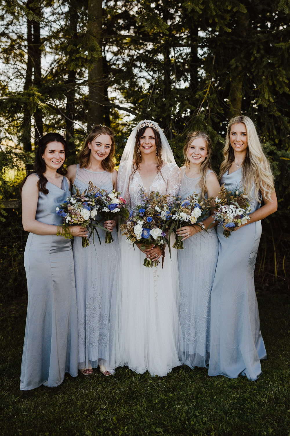 Grey Bridesmaid Dresses Long North Yorkshire Barn Wedding Photography34