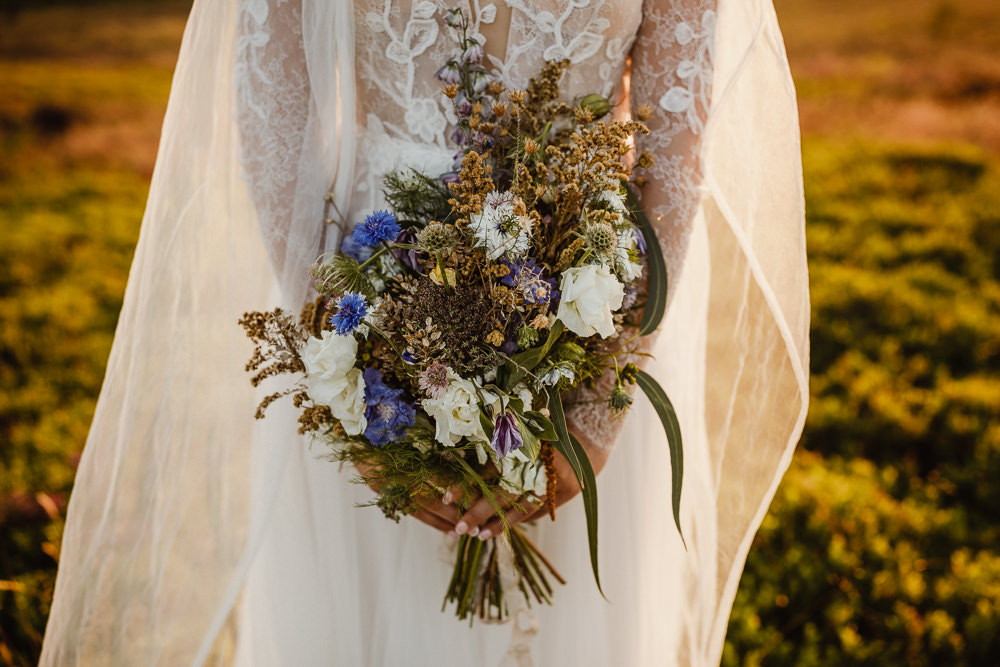 Bouquet Flowers Bride Bridal Nigella Cornflower Rose North Yorkshire Barn Wedding Photography34
