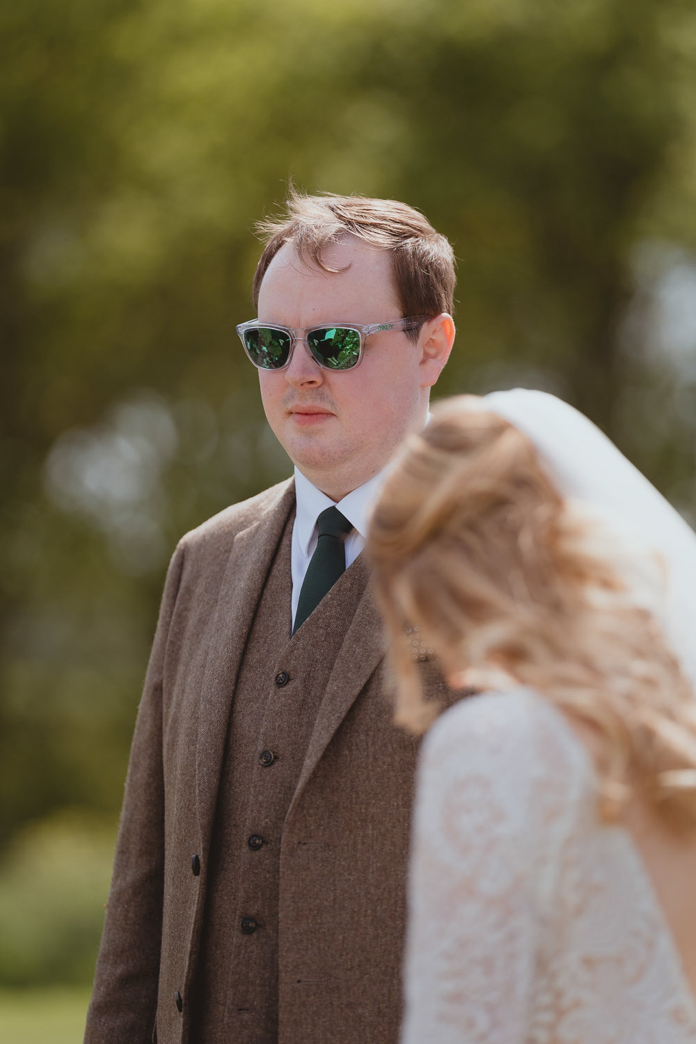 Groom Brown Tweed Suit Spring Meadow Wedding Georgia Rachael