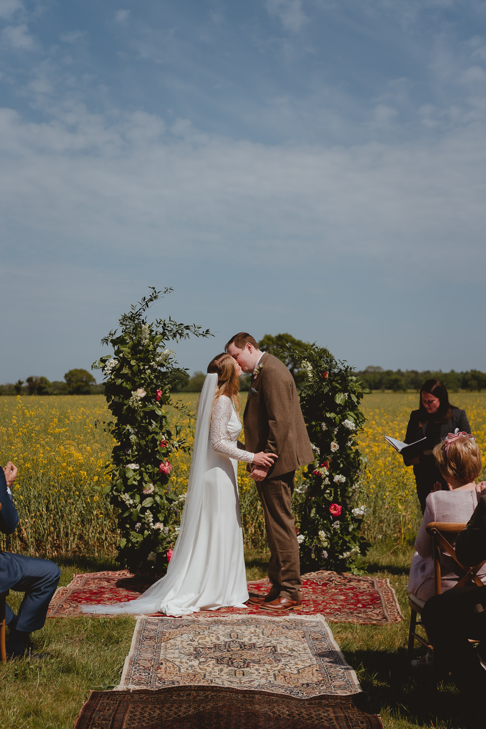 Flower Pillars Installations Ceremony Backdrop Aisle Spring Meadow Wedding Georgia Rachael