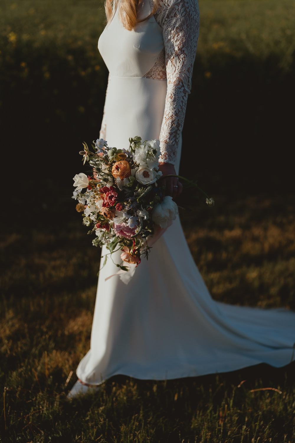 Bouquet Flowers Orange Pink Peony Tulip Daisy Grape Hyacinth Sweet Pea Ranunculus Spring Meadow Wedding Georgia Rachael