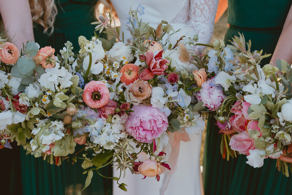 Bouquet Flowers Orange Pink Peony Tulip Daisy Grape Hyacinth Sweet Pea Ranunculus Spring Meadow Wedding Georgia Rachael