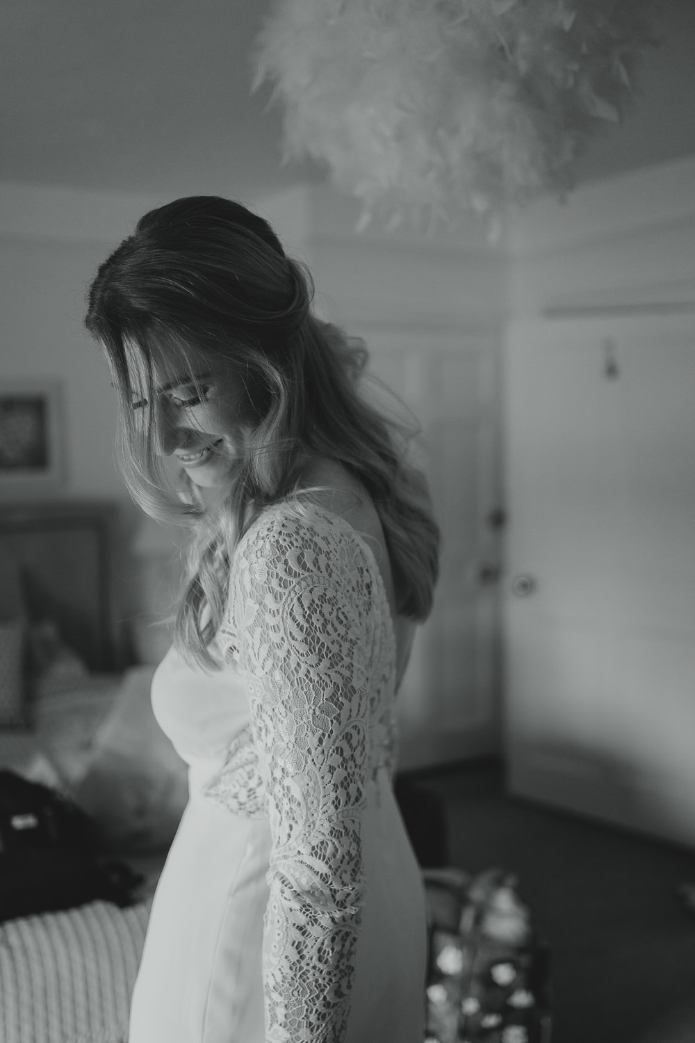 Dress Gown Bride Bridal Lace Long Sleeves Sleek Spring Meadow Wedding Georgia Rachael