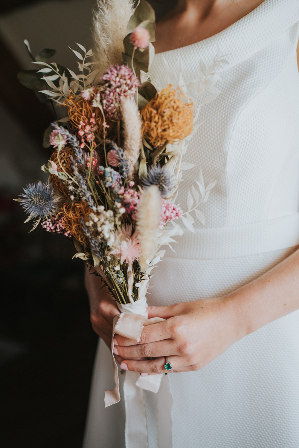 Dried Flower Bouquets Bride Bridal Weekend Glamping Wedding Grace Elizabeth