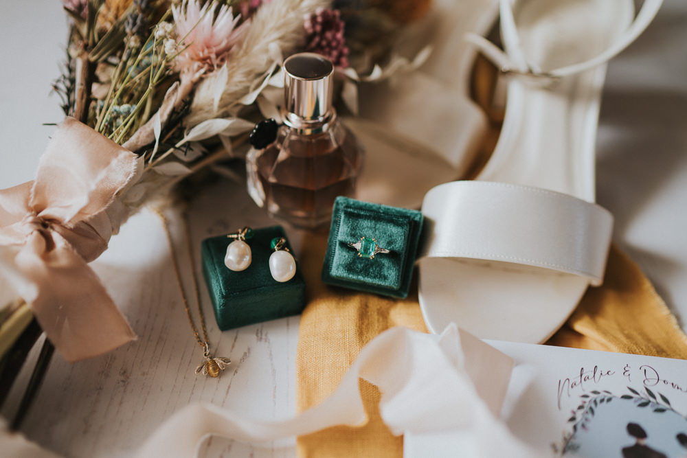 Bridal Accessories Bouquet Shoes Ring Box Weekend Glamping Wedding Grace Elizabeth