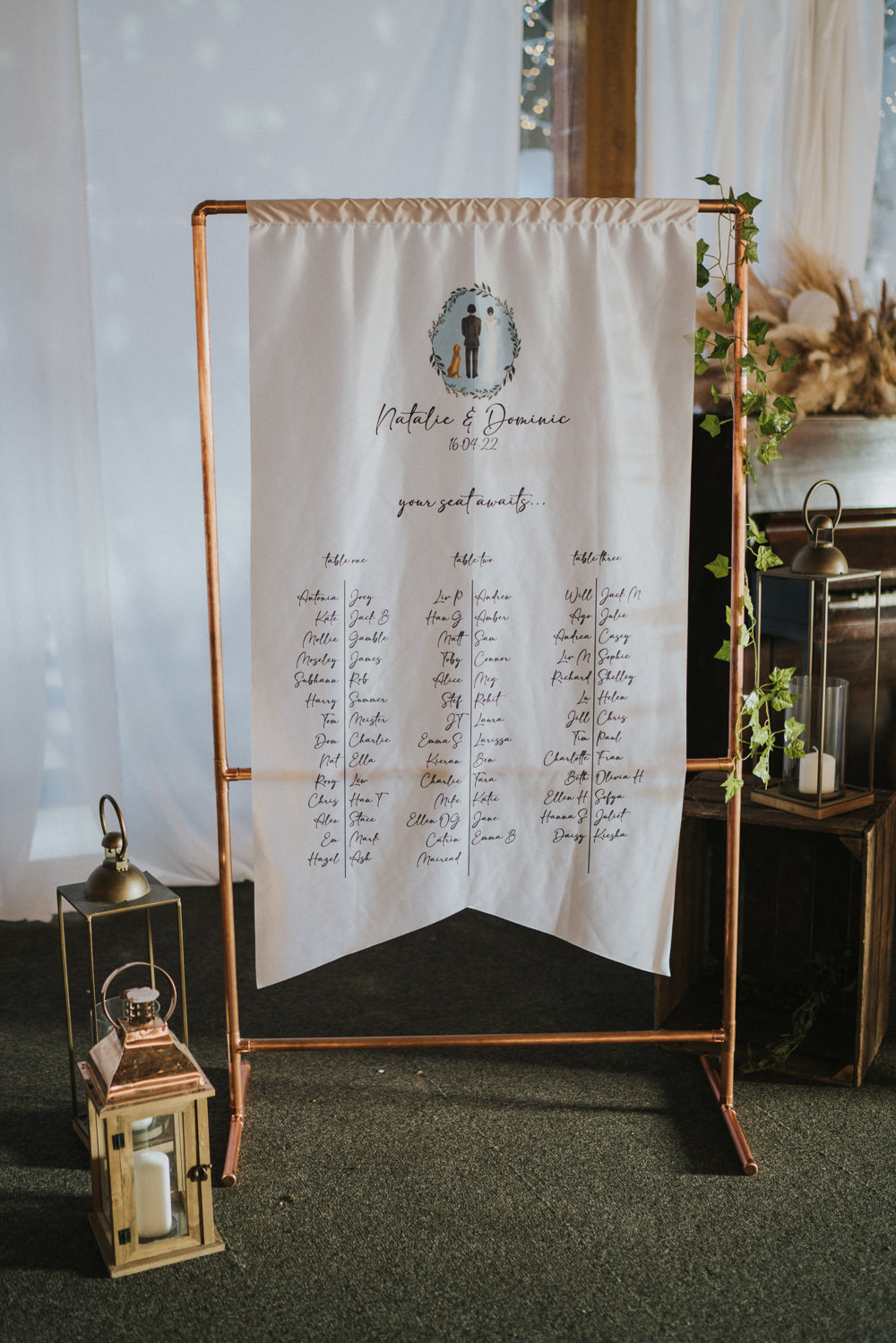 Fabric Banner Seating Plan Weekend Glamping Wedding Grace Elizabeth