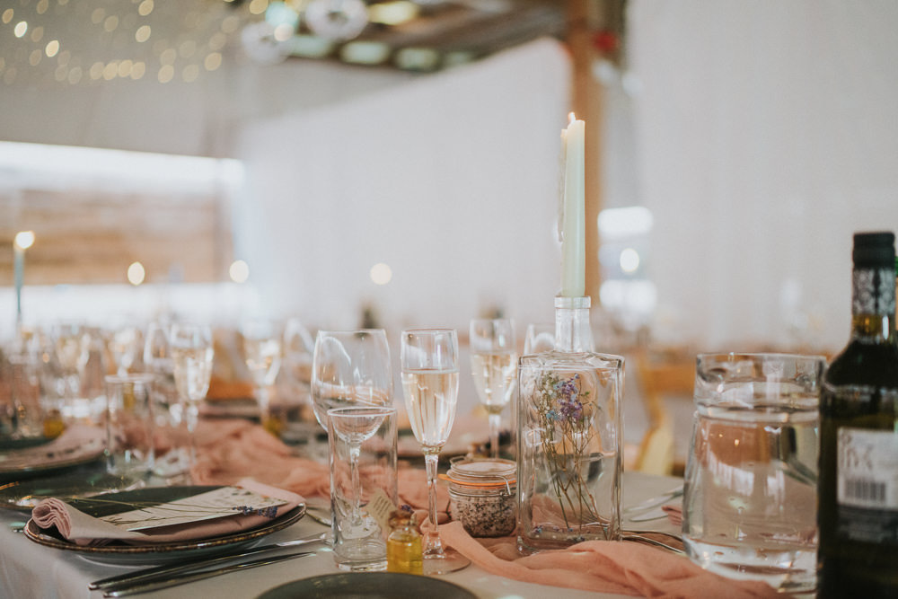 Pink Runner Table Decor Candles Weekend Glamping Wedding Grace Elizabeth