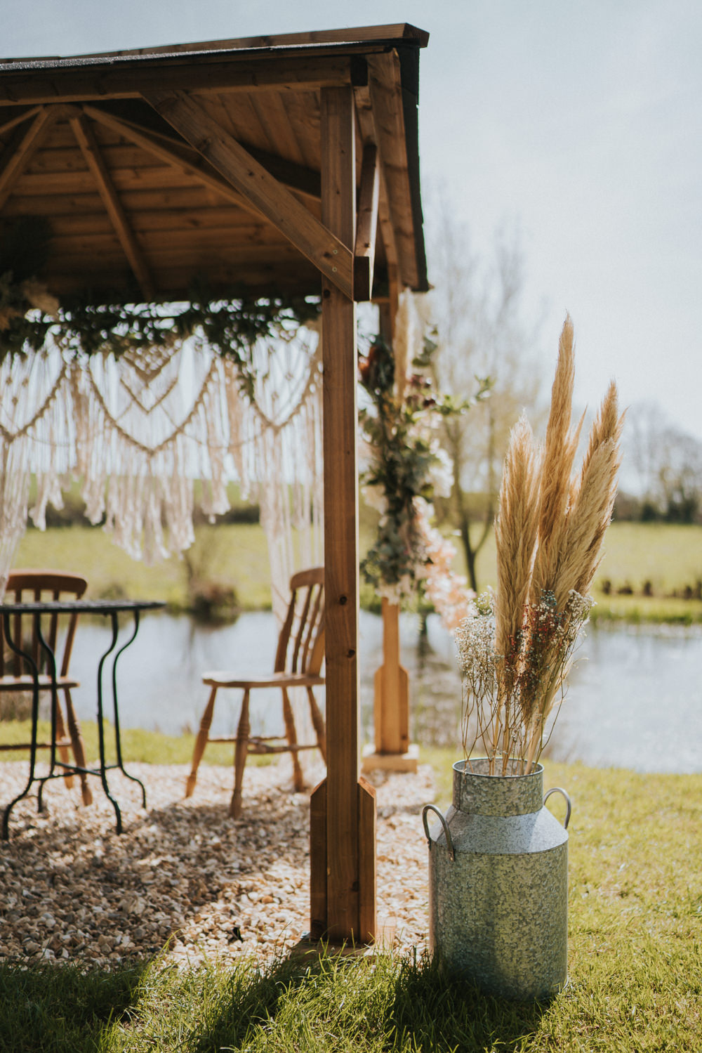 Milk Churn Pampas Grass Decor Ceremony Weekend Glamping Wedding Grace Elizabeth