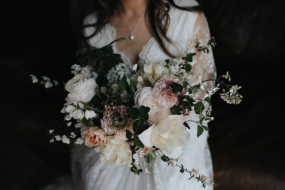 Bouquet Flowers Bride Bridal Spring Blush Pink Ranunculus Tulip Willow Marsh Farm Wedding Matt Horan Photography