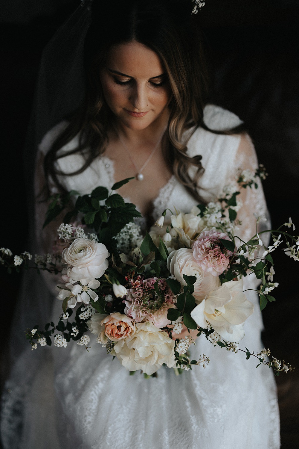 Bouquet Flowers Bride Bridal Spring Blush Pink Ranunculus Tulip Willow Marsh Farm Wedding Matt Horan Photography