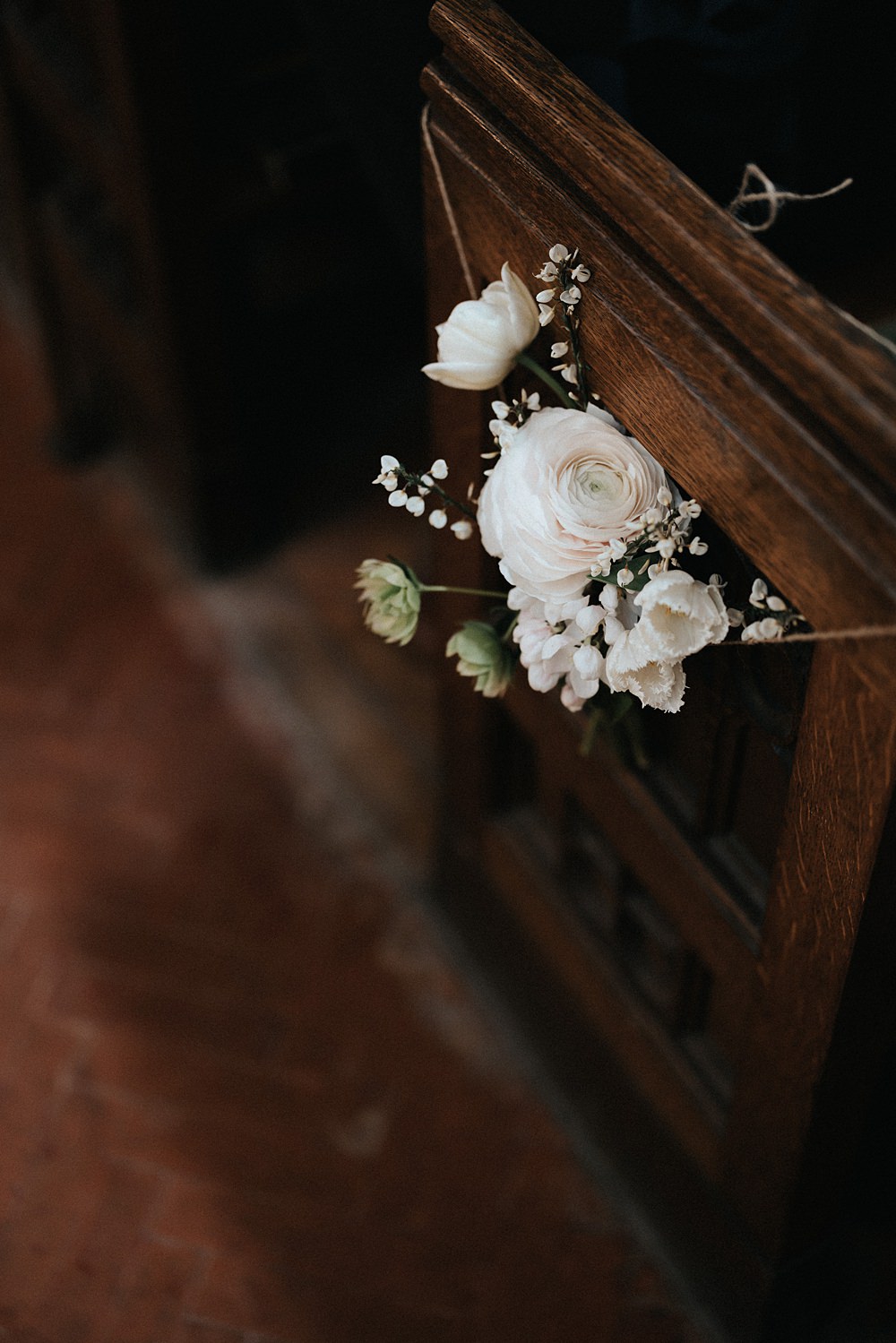 Ranunculus Tulip Pew End Flowers Church Willow Marsh Farm Wedding Matt Horan Photography