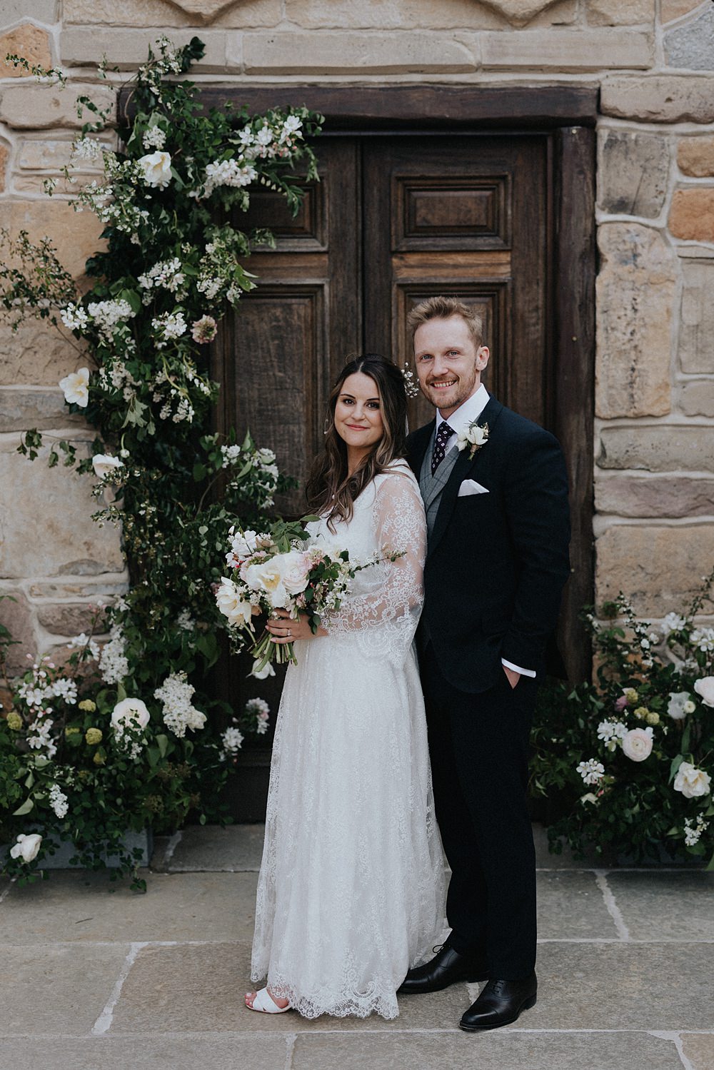 Willow Marsh Farm Wedding Matt Horan Photography Flower Installation Pillars Door Greenery White