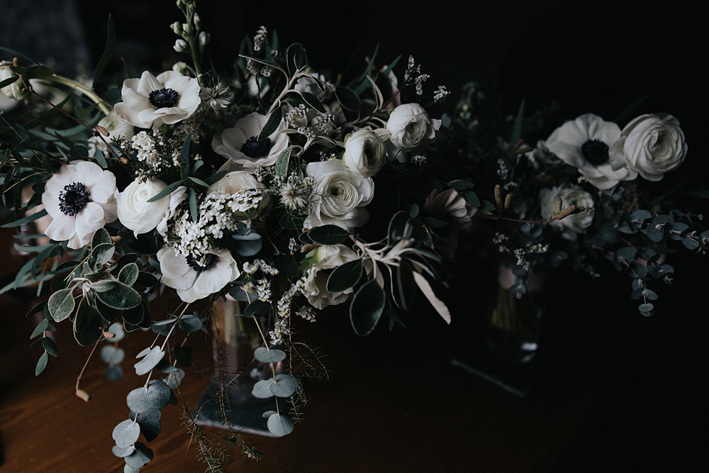 Winter Wedding West Mill Matt Horan Photography Bouquet Flowers Bride Bridal Greenery Anemone