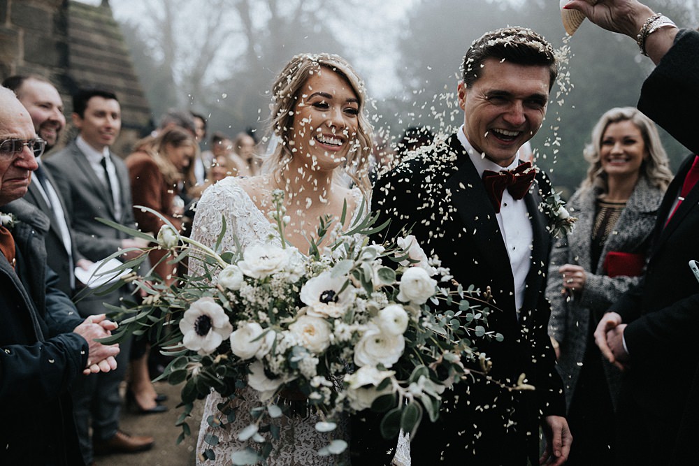 Confetti Throw Winter Wedding West Mill Matt Horan Photography