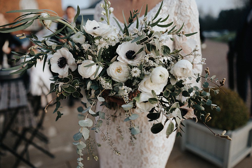 Bouquet Flowers Bride Bridal Greenery Anemone Winter Wedding West Mill Matt Horan Photography