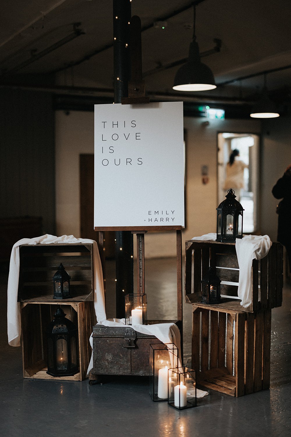 Welcome Sign Love Quote Simple Winter Wedding West Mill Matt Horan Photography