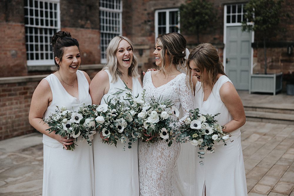 White Bridesmaid Dresses Winter Wedding West Mill Matt Horan Photography