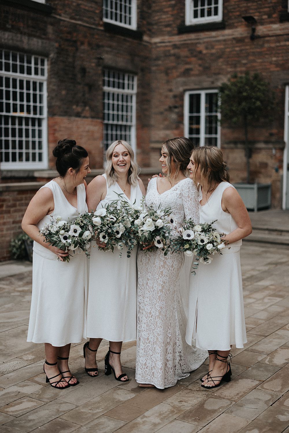 White Bridesmaid Dresses Winter Wedding West Mill Matt Horan Photography
