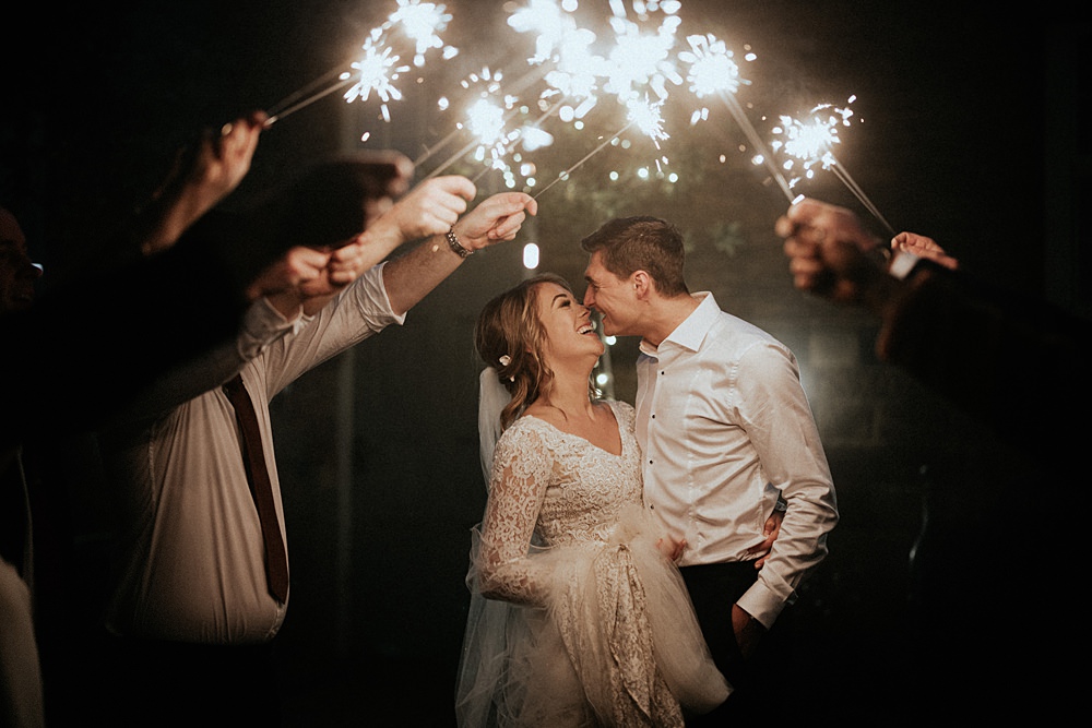 Sparklers Exit Send Off Winter Wedding West Mill Matt Horan Photography