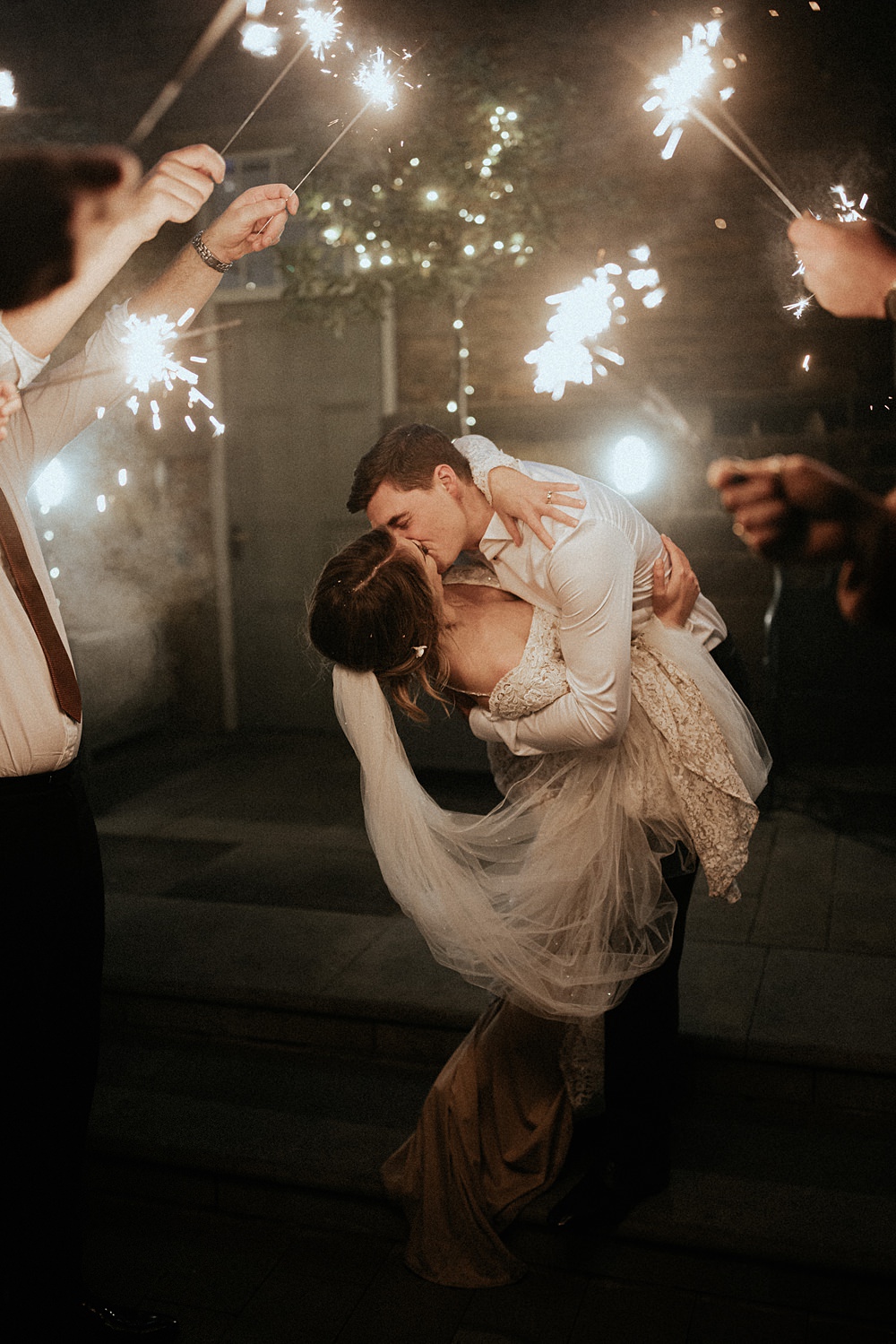 Sparklers Exit Send Off Winter Wedding West Mill Matt Horan Photography