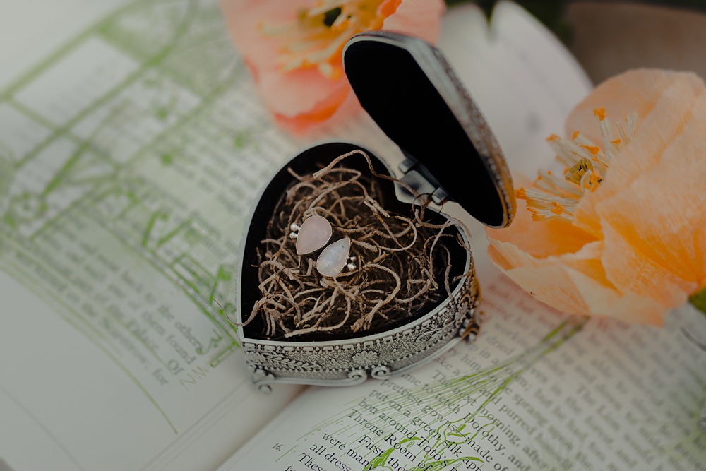 Wizard Oz Emerald City Wedding Claire Gutierrez Photography Heart Ring Box