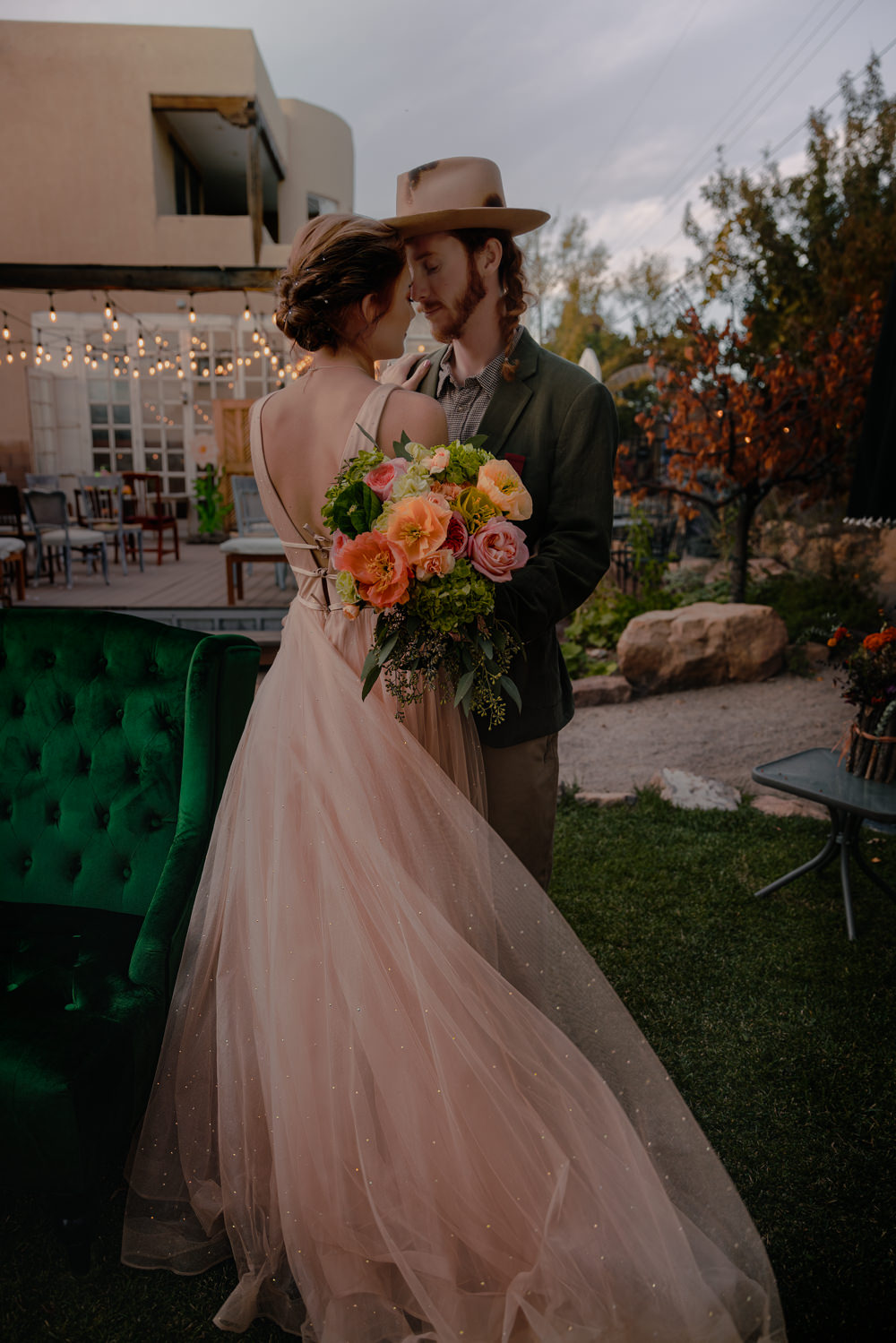 Blush Gown Bride Bridal Tulle Skirt Diamante Wizard Oz Emerald City Wedding Claire Gutierrez Photography