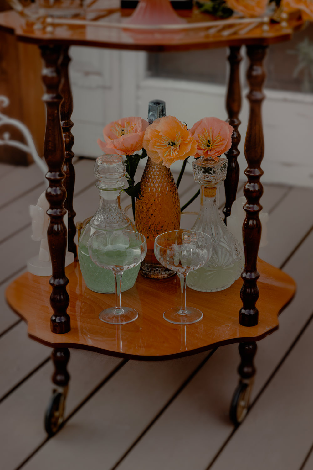 Drinks Trolley Cocktails Wizard Oz Emerald City Wedding Claire Gutierrez Photography