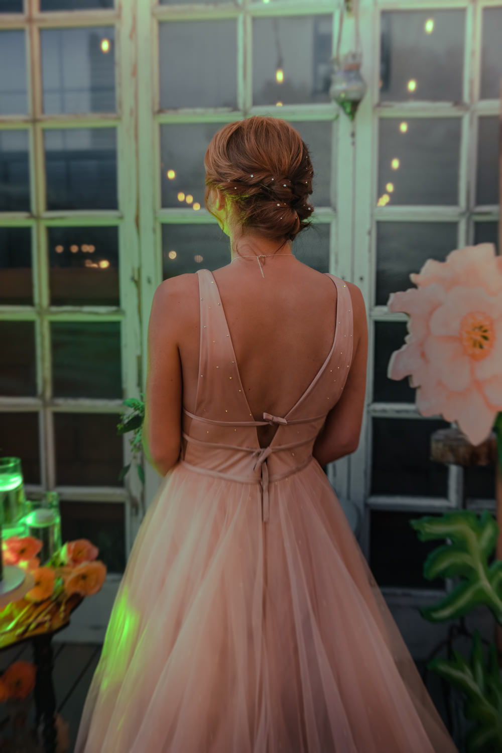Blush Gown Bride Bridal Tulle Skirt Diamante Wizard Oz Emerald City Wedding Claire Gutierrez Photography