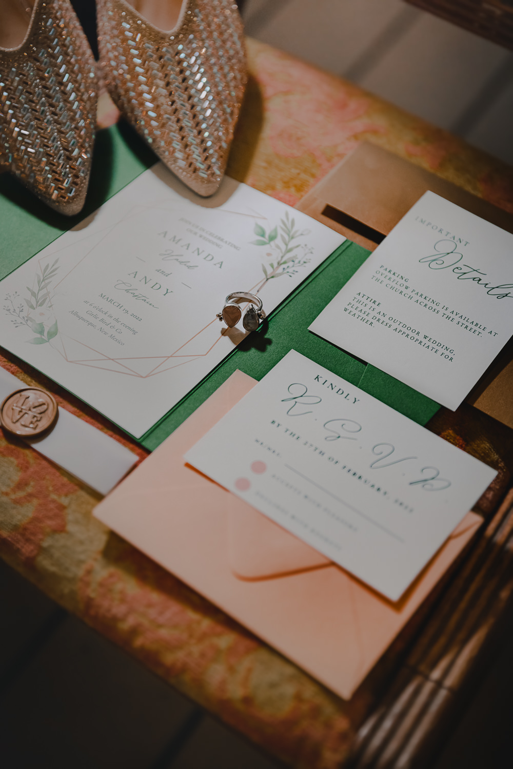 Green Greenery Stationery Invitation Wizard Oz Emerald City Wedding Claire Gutierrez Photography