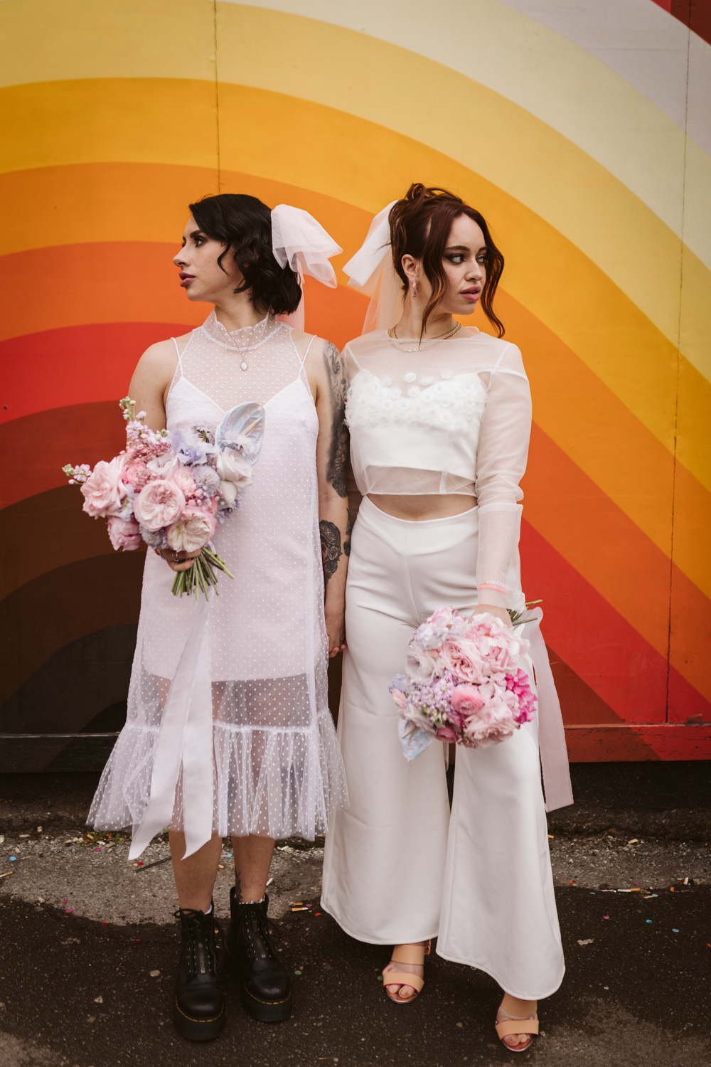 Midi Dress Trouser Suit Top Bride Bridal Outfits 90s Wedding Ideas Hannah Brooke Photography