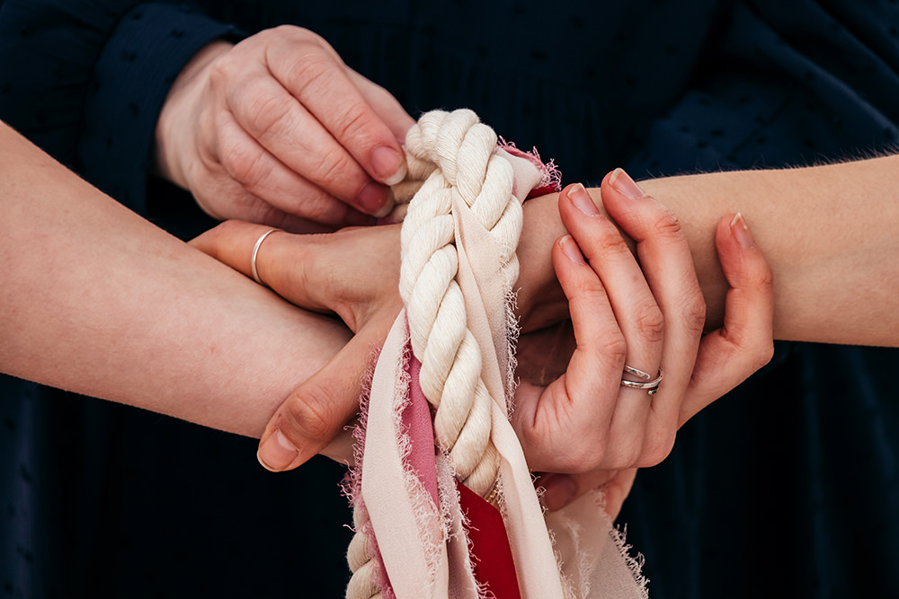 Handfasting Ceremony Aircraft Hangar Wedding Sherri OMalley Photography
