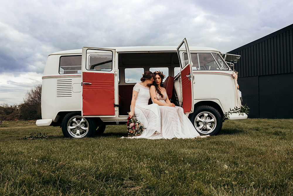 VW Campervan Aircraft Hangar Wedding Sherri OMalley Photography