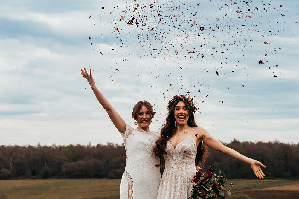 Confetti Throw Aircraft Hangar Wedding Sherri OMalley Photography