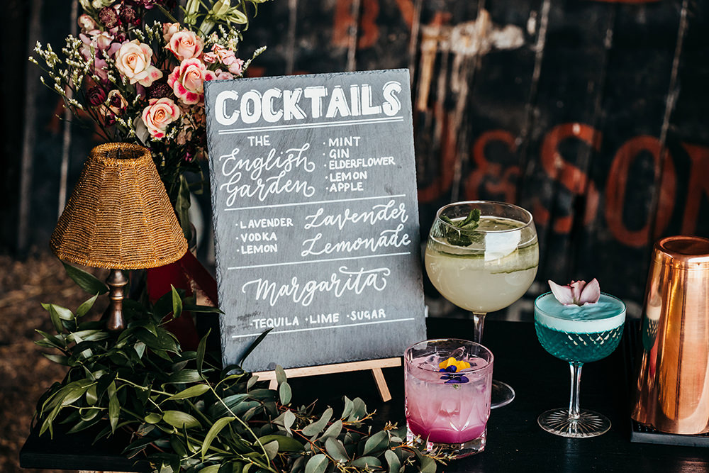 Drinks Bar Cocktails Aircraft Hangar Wedding Sherri OMalley Photography