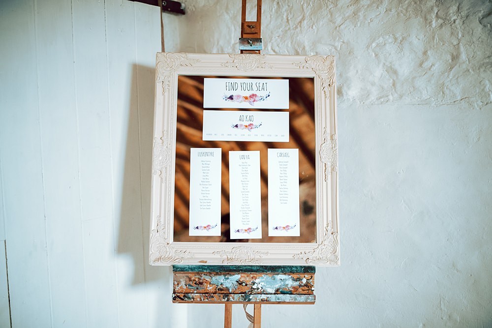 Table Plan Mirror Frame Alternative Scottish Wedding Northern Aye Photography