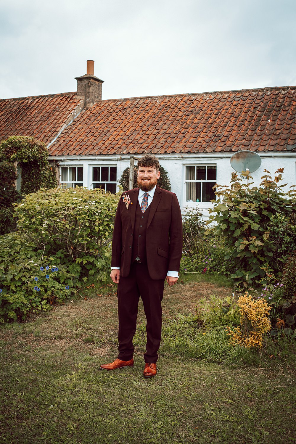 Groom Burgundy Red Suit Pattern Tie Alternative Scottish Wedding Northern Aye Photography